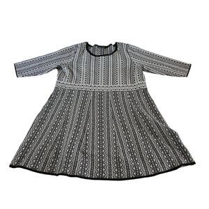 Black White Knit A Line Sweater Dress Plus Size 3X Work Office Career Holiday